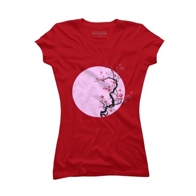 Junior's Design By Humans Cherry Blossom Tree By AnimeStyles T-Shirt