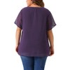 Agnes Orinda Women's Plus Size Pin Dots Notched V-Neck Dressy Trendy Fashion Casual Summer Blouses - 4 of 4