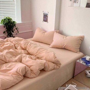 Peach Coral Queen Duvet Cover Set, Soft Microfiber Bedding with Zip Closure, 3pcs 90x90 Inch, Modern Farmhouse Style - 1 of 4