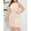 Whizmax Women's Plus Size Fringe Dress 1920s Sleeveless All Over Tassel Tiered Cocktail Party Dress - 4 of 4