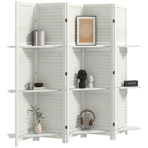 HOMCOM 67" Tall Wood Privacy Screen Room Divider with 3 Display Shelves, and Folding Storage for Bedroom or Home Office - 1 of 4