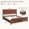 Queen Size Storage Beds with Headboards & Sliding Door Storage Cabinets, Farmhouse Wood Bed with Solid Wood Slats Support, Noiseless - 2 of 4