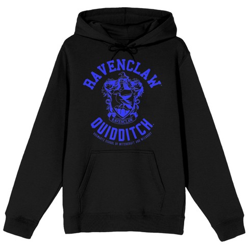 Harry Potter Ravenclaw Quidditch Crest Long Sleeve Black Adult Hooded Sweatshirt Small