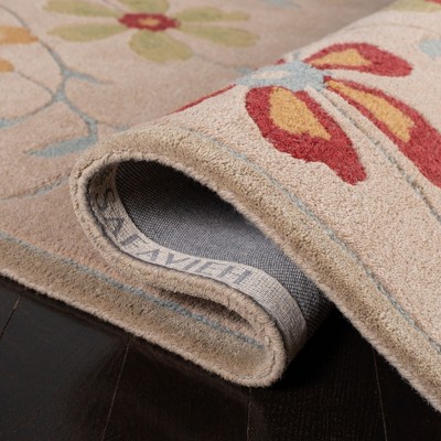 Beige Multicolor Floral Hand-Tufted Wool Runner Rug