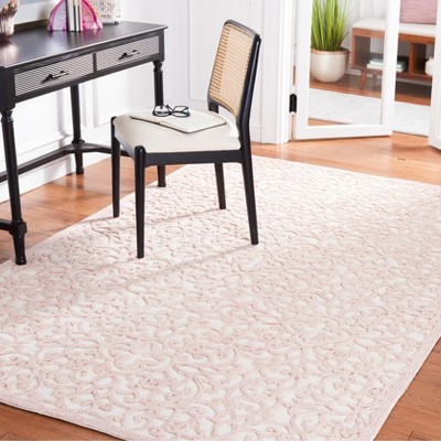 Ivory and Pink Floral Hand-Tufted Wool 8' x 10' Area Rug