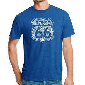 LA Pop Art Men's Premium Blend Word Art T-shirt - Route 66 - Life is a Highway - 1 of 4
