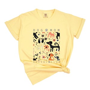 Simply Sage Market Dog Mom Social Club Garment Dyed Tee - M - Butter - 1 of 4