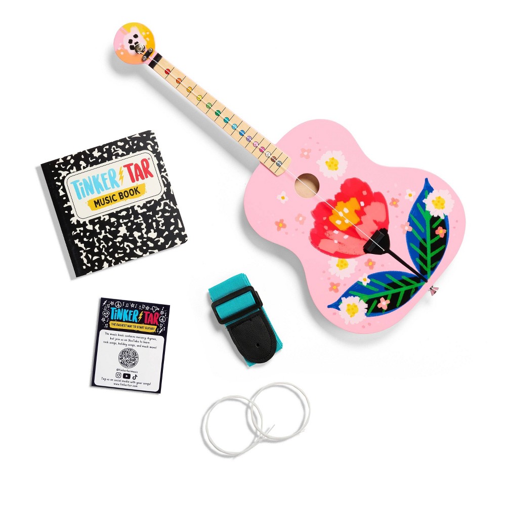 Buffalo Games Wooden TinkerTar Pink Floral Single String Guitar