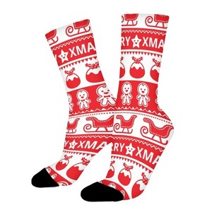 Merry Xmas Women Printed Crew Socks Funny Funky Socks Soft Polyester Novelty Gifts for Artists Men - 1 of 1