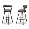 Baxton Studio Set of 2 Arcene Antique Faux Leather Swivel Barstools Gray/Black: Upholstered, Curved Back, Metal Frame - 3 of 4