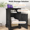 RoyalCraft Farmhouse Nightstand with Charging Station, Rustic End Table Set with Shelf and Storage for Bedroom or Home Office, Set of 2, Black - 4 of 4