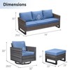 5 Piece Outdoor Patio Furniture Set Wicker Patio Conversation Set, Outdoor Swivel Rocker Chairs with 3-Seater Sofa and 2 Ottomans for Small Space - 3 of 4