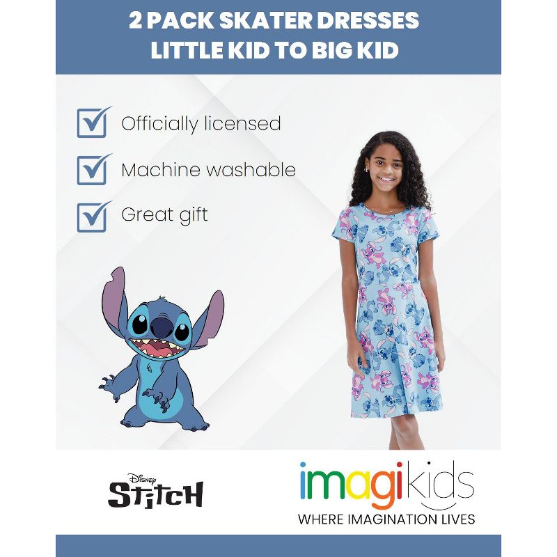 Disney Minnie Mouse Lilo & Stitch Angel Girls 2 Pack Skater Dresses Little Kid to Big, 2 of 8