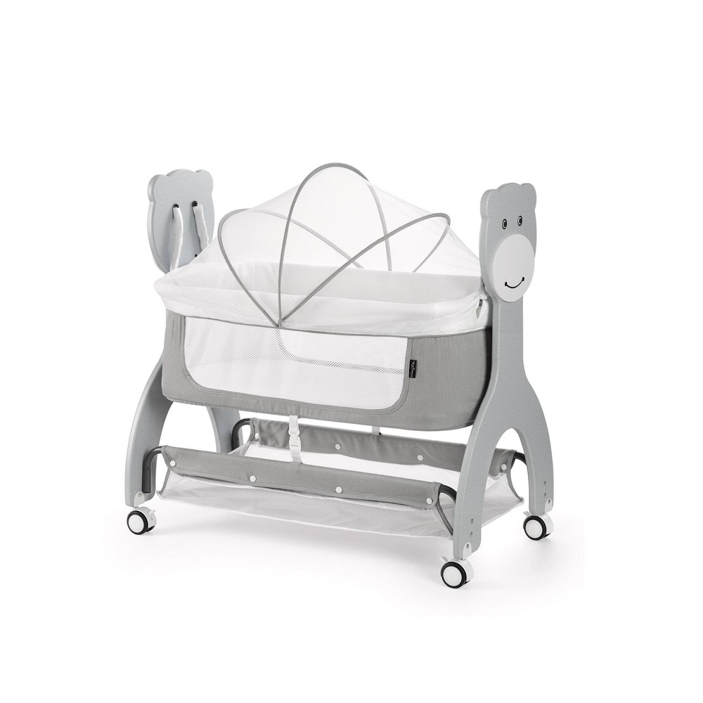 Dream On Me Cub Portable Bassinet, Rocking Cradle, Best for small living space, Compact Portable Bassinet in Gray