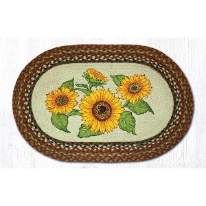 Earth Rugs Sunflowers Oval Patchwork Tread 20"x30" Farmhouse Hallway Runner - 1 of 3
