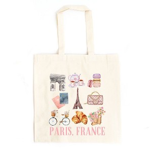 City Creek Prints Paris Travel Collage Canvas Tote Bag - 15x16 - Natural - 1 of 2