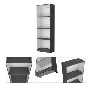 Vynxaria Sutton Bookcase: 4-Tier Open Storage Shelves, Classic-Modern Fusion, White/Black/Gray Finishes - 1 of 4