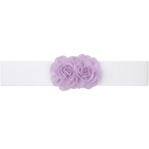 INSPIRE CHIC Women's Large Chiffon Rose Double-Flower Elastic Stretch Wide Corset Waist Belt 1 Pc - 1 of 4