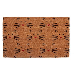 1'4" x 2'4" Love Cats Indoor/Outdoor Coir Doormat Black/Red - Entryways: Welcome Mat with PVC Backing - 1 of 4