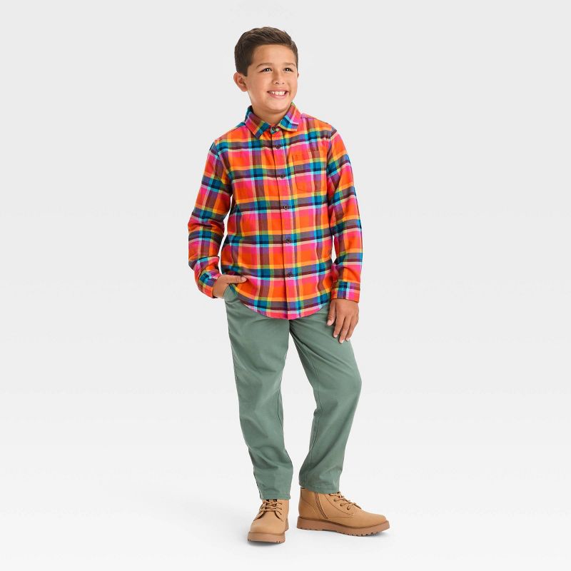 Boys&#39; Long Sleeve Plaid Flannel Button-Down Shirt - Cat &#38; Jack&#8482;, 4 of 9