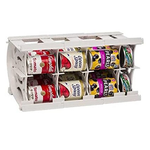 Shelf Reliance Compact Cansolidator Pantry Food W/rotation System,  Interlocking Assembly & Adjustable Panels Holds Up To 20 Cans, White :  Target