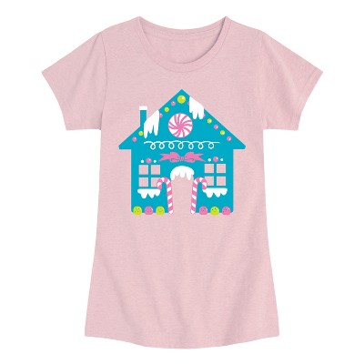 Girls' - Instant Message - Cute Gingerbread House Fitted Short Sleeve Graphic T-Shirt