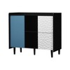 MAYEERTY Sideboard Buffet Cabinet, Black Storage with Red Doors, 2 Drawers, 2 Open Compartments & Unique Panel, Modern Coffee Bar for Kitchen/Dining - 2 of 4