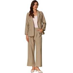 INSPIRE CHIC Women's 2 Piece Long Sleeve Notched Lapel with Pockets Dressy Business Blazer Pant Suits - 1 of 4