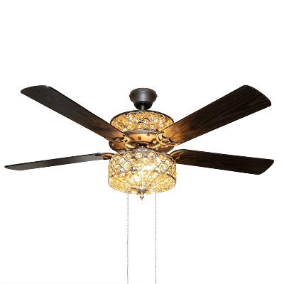 52" LED Celestine Beaded Crystal Lighted Ceiling Fan Chrome - River of Goods