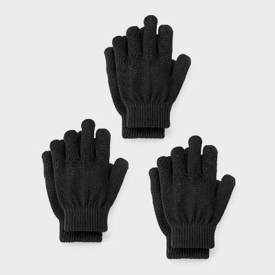 Kids' 3pk Value Gloves - Cat & Jack™ Black