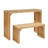 Anybear Natural Pine Dining Long Bench and Table Set with Small Tempered Glass Top Indoor Furniture Set - 2 of 4