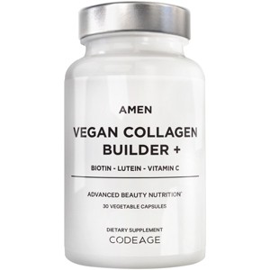 Amen Vegan Collagen Builder + Vitamin C, Biotin, Whole Foods, Beauty Supplement - 30ct - 1 of 4