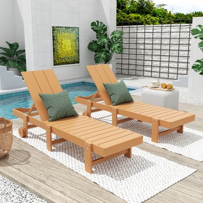 WestinTrends Ashore Modern Poly Reclining Chaise Lounge With Wheels (Set of 2pcs)