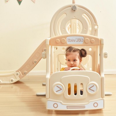 Slide Swing Set, Independent Mountaineering Swing Set with Basketball Circle, Suitable for Boys and Girls' Birthday Christmas Gifts