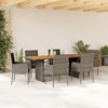 vidaXL Patio Dining Set with Cushions Garden Furniture 7 Piece Gray Poly Rattan - Gray Wood 6 Items - 2 of 4