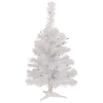 Northlight 2' Lighted Rockport White Pine Artificial Christmas Tree, Green Lights