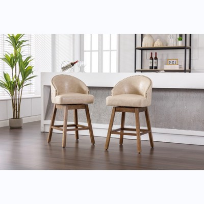 NicBex Set of 2 Bar Stools for Kitchen Island,Counter Bar Stools with Footrest,Bar Chairs for Dining Rooms,Kitchens,Black/Apricot/Coffee