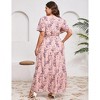 BLUEMING Summer Maxi Dress for Plus Size Women Tie Wasit Surplice Dress Flutter Sleeve A-Line Dress - 2 of 4