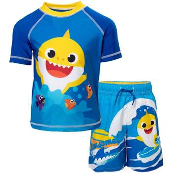 Pinkfong Baby Shark Rash Guard and Swim Trunks Outfit Set Toddler