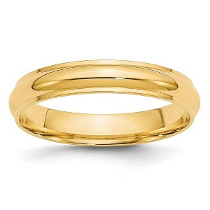 Black Bow Jewelry 2.5mm to 6mm 14K Yellow Gold Half Round Ridged Edge Standard Fit Band - 1 of 4