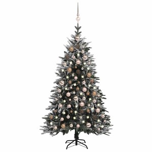 Aghana Digitals 70.9" Flocked Snow Christmas Tree with 150 LED Lights, Rose Gold Balls, PVC/PE - 1 of 4