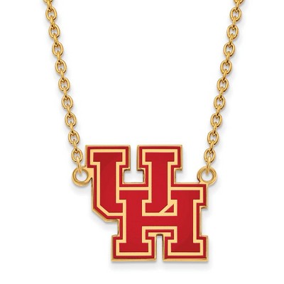 Black Bow Jewelry 14k Yellow Gold Plated Sterling Silver Houston Cougars NCAA Necklace 18 Inch
