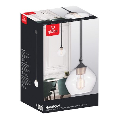 Harrow Matte Black and Gold Glass Pendant Light