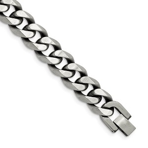 Black Bow Jewelry 13mm Stainless Steel Antiqued Beveled Curb Chain Bracelet, 8.5 Inch - 1 of 4