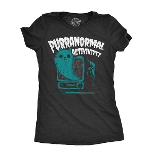 Womens Purranormal Activikitty T Shirt Funny Scary Halloween Ghost Kitten Lovers Joke Tee For Ladies - Crazy Dog Women's T Shirt - 1 of 4