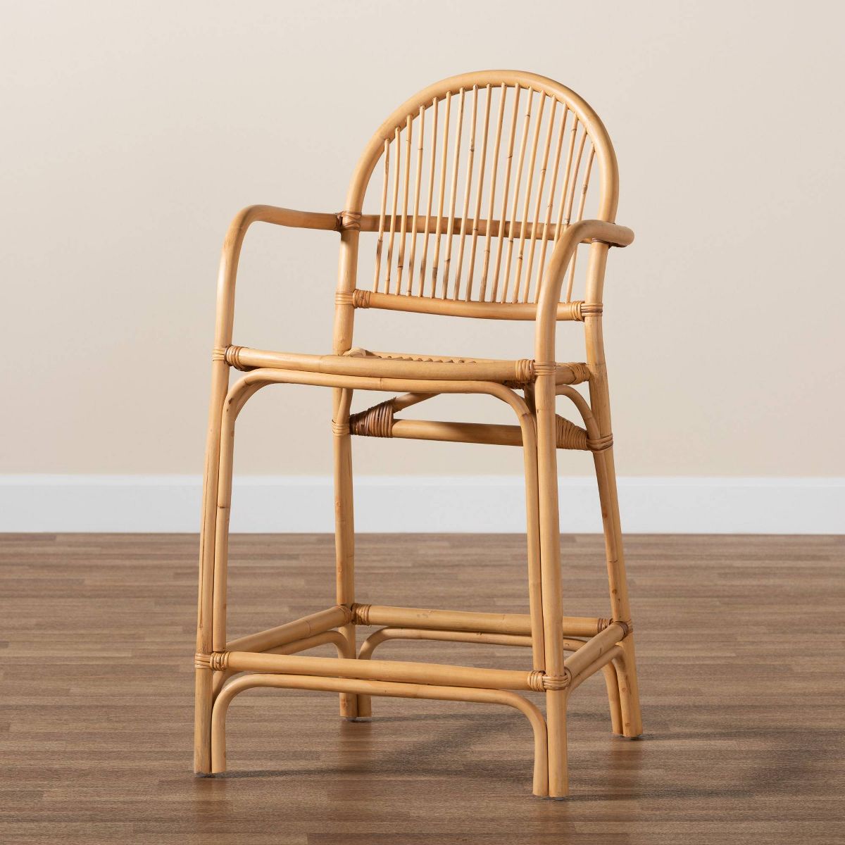 Tugera Rattan Counter Height Barstool Natural/Brown - bali & pari: Handcrafted, No Assembly Required - thumbnail 9