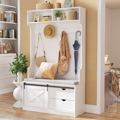 Pottery barn coat rack bench clearance