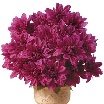 Collections Etc Floral Chrysanthemum Bushes -  Set of 3