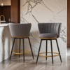 Counter Height Bar Stools Set of 2, 360° Swivel Upholstered Barstools with Backs and Metal Legs, 26" H Seat Height  - Leovsnove - 2 of 4