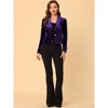 INSPIRE CHIC Women's 1 Button Lapel Collar Business Office Crop Suit Velvet Blazer - 3 of 4